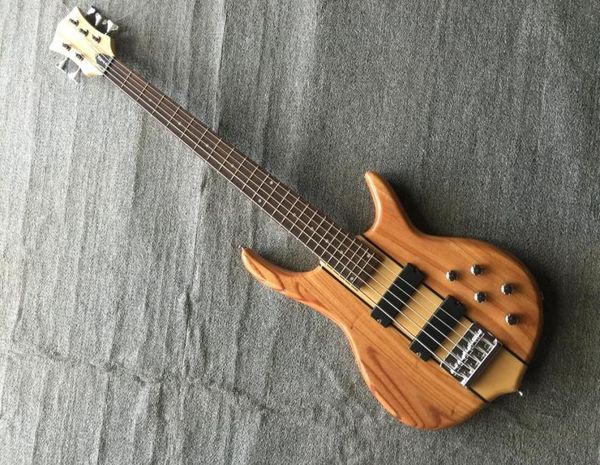 Custom 5 String Natural Wood Elektrik Bass Gitarre Polish Finish Körper Chrome Hardware7531600