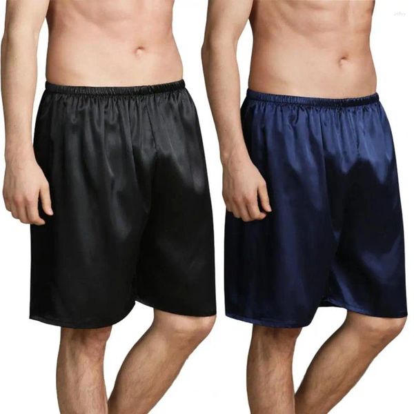 Calça masculina shorts de seda gelo pijamas homens 2024 Summer Lounge Sleep Bottoms Sleep Breans Beachs Male