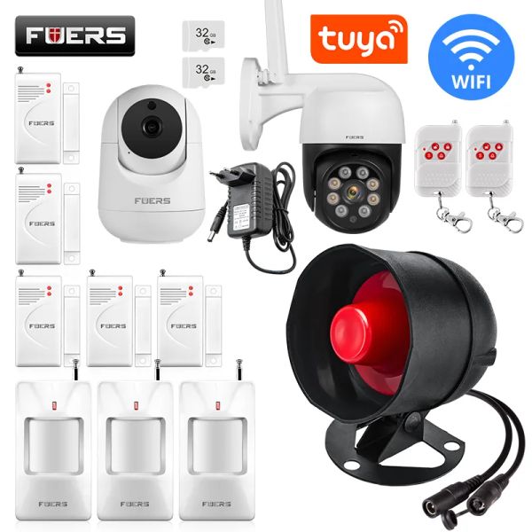 Комплекты Fuers System System Syren Sireer громко звучит Home Tuya Wi -Fi System System Wireless Detctor System Security System IP -камера