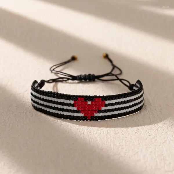 Bracelets de charme Aliya miyuki miçangas de pulseira simples Padrão de coração ajustável Bangle de jóias artesanais BOHO Acessórios Mulheres