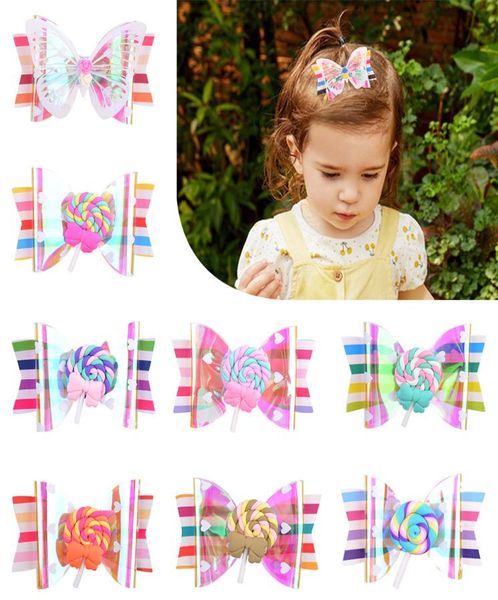 Meninas barrettes lollipop butterfly forma clipes hairpins de couro infantil grips crianças embrulhadas clipe de cabelo de segurança cabelos 9277681