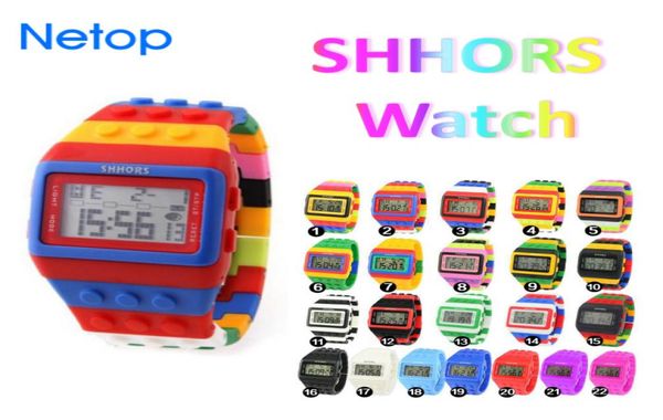 Netop Shhors Digital LED Watch Rainbow Classic Colorful Stripe Unisex Fashion Orologi buon nuoto bel regalo per Kid DHL2481070