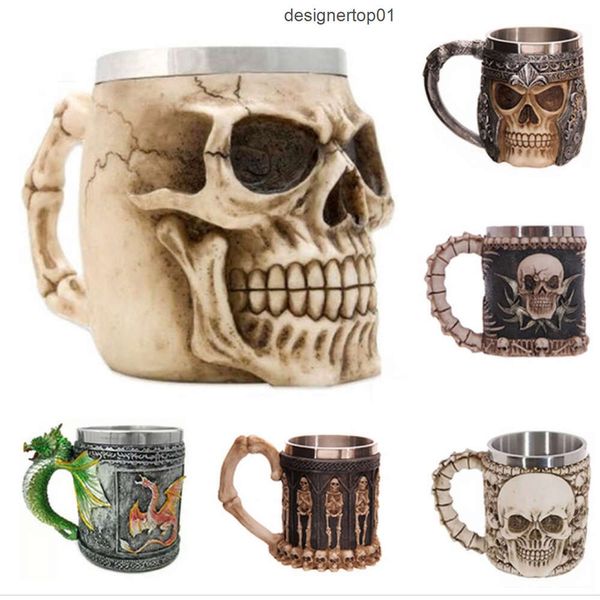 STANLELINESS 1 PCS!Hollaween Geschenkschädel Tassen Edelstahl Tassen Gravieren Schädel Goblet Persönlichkeit Lustige Tasse Dekoration für Party Hollaween vksj