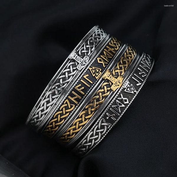 Bangle European und American Style Nordic Viking Personalisierte Mode Rune Open Armband Männer Frauen aus Edelstahlschmuck