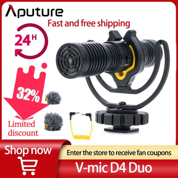 Микрофоны божество VMIC D4 DUO Duo Dual Head Capsule Capsule Microphone Dual Cardioid Mic TRS 3,5 мм для Vlog Video Studio DSLR Camera смартфон смартфон