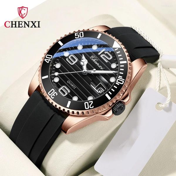 Orologi da polso Chenxi8285 marca originale maschile da uomo da uomo da appuntamento silicone cinghia sport orologio per uomini