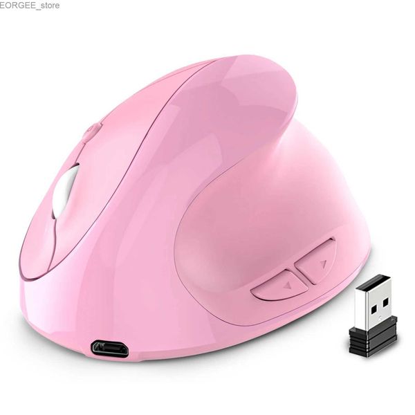 Ratos camundongos recarregáveis mouse sem fio mouse vertical mouse USB Computador ratos ergonomic desktop mouse vertical para laptop para PC Home Y240407