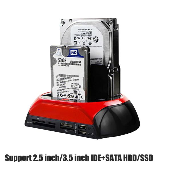 Мыши все в 1 SATA IDE для док -станции HDD USB ESATA до USB 2,0 Адаптер для док -станции с док -станцией с жестким дисковым диском.