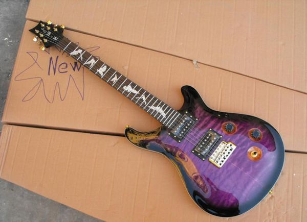 Частный акции SE Paul Allender Flamed Maple Top Purple Black Electric Guitar White Bat Fighting Inlay Tremolo Bridge5508121