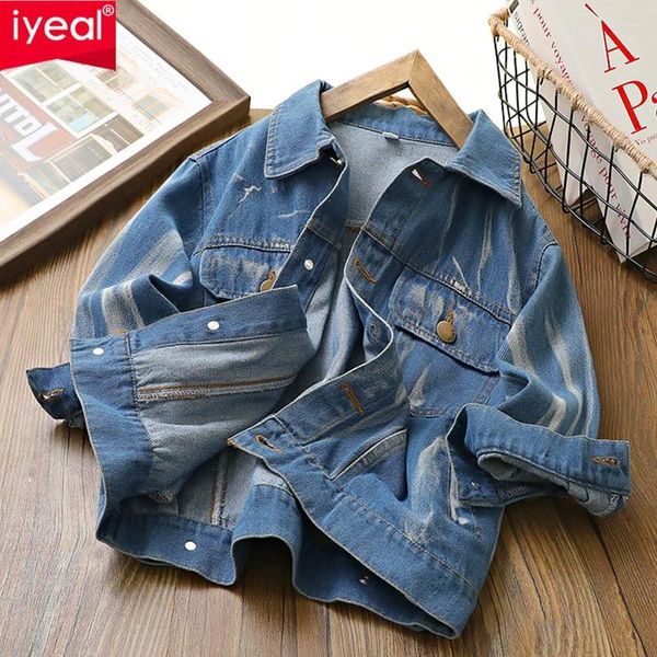 Jaquetas iyeal crianças meninos jacket jacket infantil roupas de crianças roupas mola de primavera estro clássica casual jean outwear 3-12y