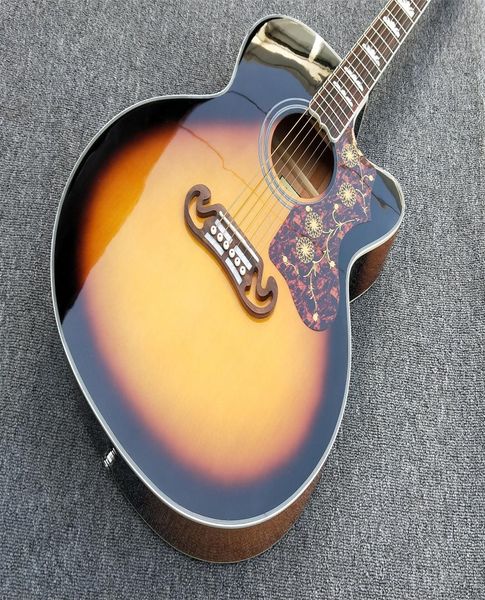 Sunburst Cutaway Solid ель J200 Акустическая гитарная черепаховая черепаха куча клен J200VS Guitarra6018211