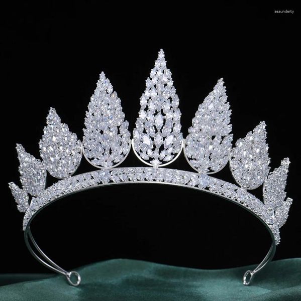 Clipes de cabelo grandes grandes tiaras de zircônia e coroas de zircão para a cabeça para noivas Acessórios de casamento de gorjetas de presente para as noivas jóias de noiva