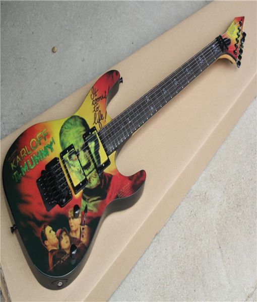 Custom Kirk Hammett Ltd KH3 Karloff Mummy Электрогитара на заказ на заказ Amp Airbrushed By Eye Kandi EMG Пикапы Floyd Rose Trem3405401