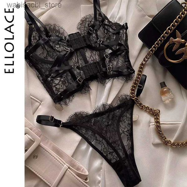 Sexy Set Ellolace Sexy Dessous Outfit Fancy Spitzenunterwäsche erotiische BHs und Höschen transparent attraktive bilizna set nackt Sexualität L2447