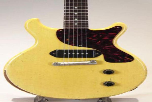 Custom 1959 Junior DC TV Yellow Cream Relic E -Gitarre Ein Stück Mahagoni Hals Wrack Pfeil am Heckbereich P90 Hundeohr P9659616