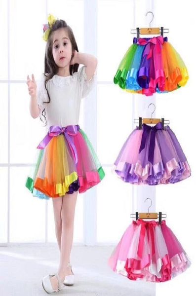 30pcs crianças arco -íris color tutu vestidos novos filhos recém -nascidos laços saia de princesa pettiskirt saia de dança de balé de balé holloween 8710841