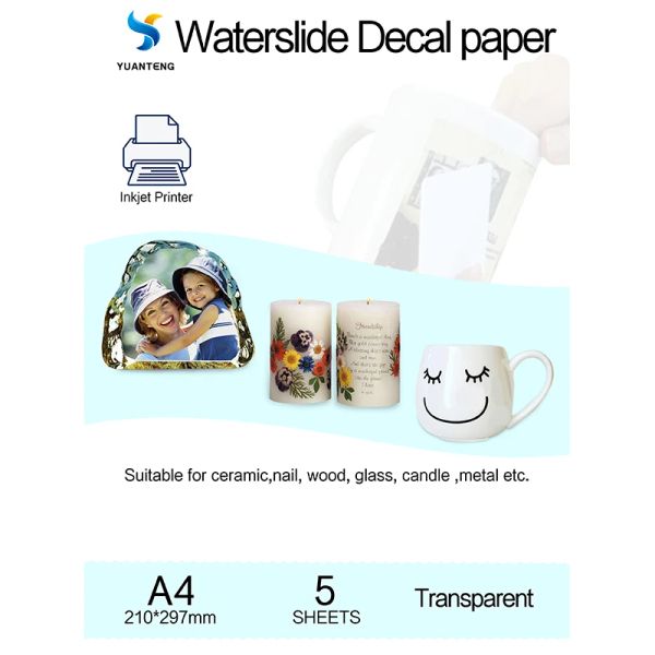 Papel (5heets/lote) A4 Tamanho a jato de a jato de tinta Slide Decal