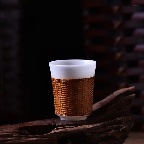 Conjuntos de teaware de chá de bambu de bambu artesanal fino com tecido fino pintado à mão JUE TEET CELADON Jianzhan Anti-Scald Tureen Master Cup Tea Conjunto de chá