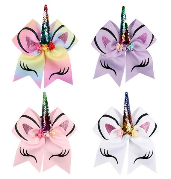 Accessori per capelli per ragazze Pins BB Clip Barrettes Clipstreni per bambini Childrens da 7 pollici Unicorn Bronzing Flip Paip Bande a fili a coda di fiocco E25534109