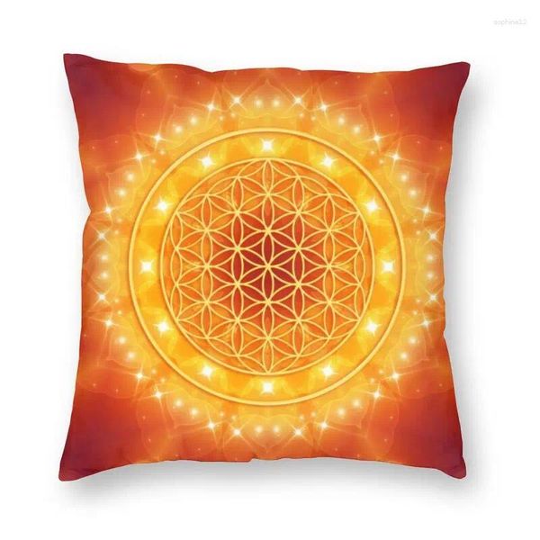 Cuscino Flower of Life Golden Light Throw Case Home Decor mandala geometrica Copertura 45x45 Pillowcover per soggiorno