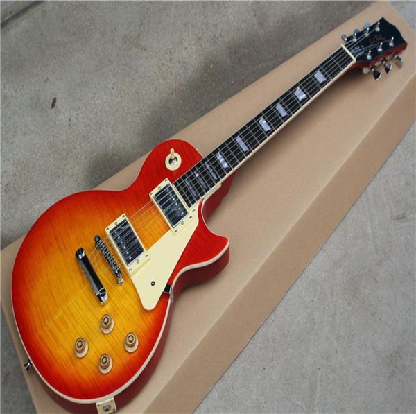 Tiger Flame Maple Top Standard Mahagony Body Hals Red Sunburst E -Gitarre8584678