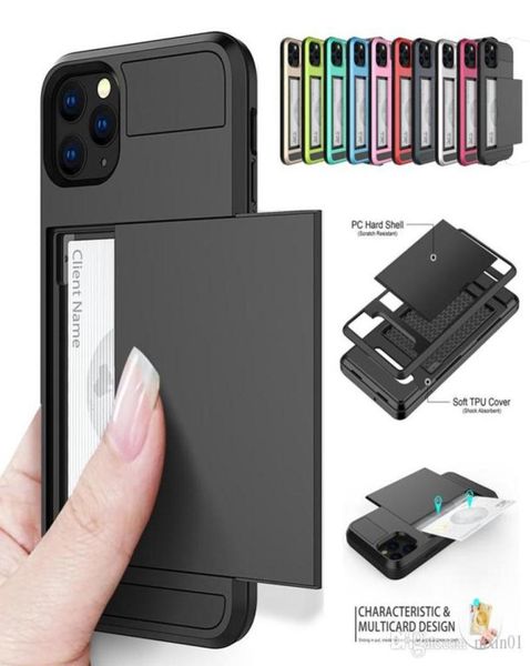 TPUPC Wallet Case Slide Cards für iPhone 12 11 Pro XS XR Max 7 8 Plus Rüstung Schocksicherer Rückzugabdeckung für Samsung9783209