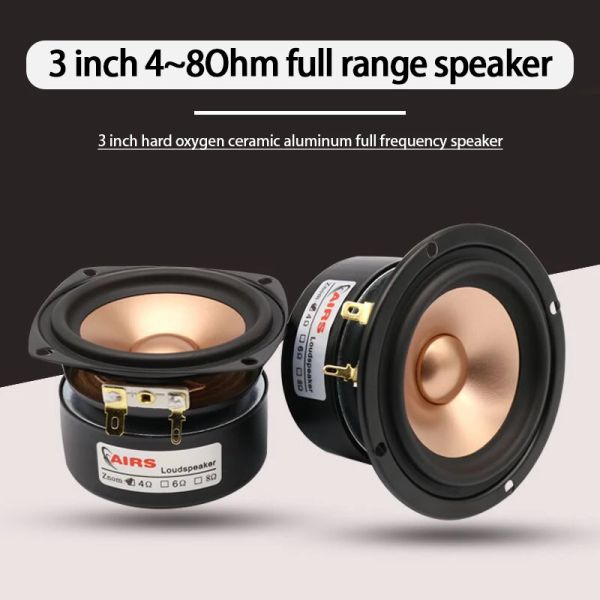 Microfones de 20w 3 polegadas unidade de alto -falante 4 ~ 8ohm Alto -falante de frequência completa 1pcs febre hifi metal cerâmica bacia de alumínio Home Audio Amplifer Speaker