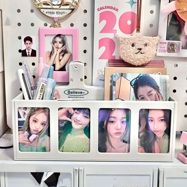 Frame Kawaii Storage Box Ins kpop Caixa de armazenamento Idol Picture Frame Creative Colete Supplies Photo Protector Holder