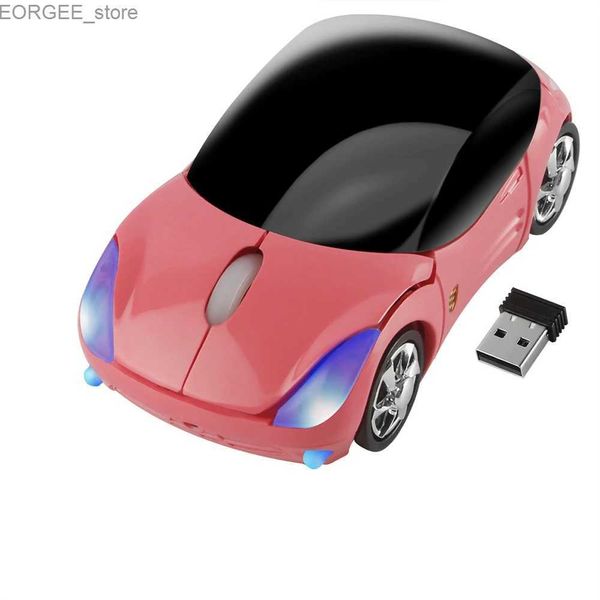 Mäuse 2,4 g drahtloser Mini -Maus 3D -Autoform Design niedlich 1600 dpi USB optisch Computer Pink Mäuse Kinder Mädchen für Laptop -PC -Notebook Y240407