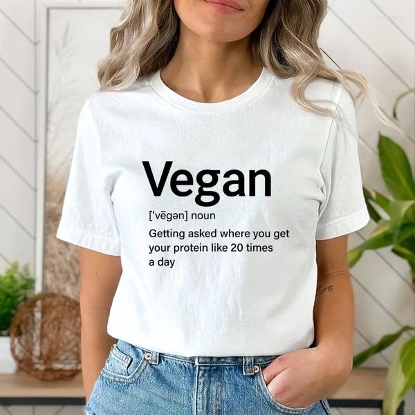 Camisetas de camisetas de algodão de algodão feminino Camiseta de estilo de vida vegetariana engraçada alimentada por plantas camisa tops