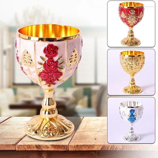 Cups Saucers Vintage Wine Cup Goblet Home Metal Art Craft Decoration Ornamente kreative Geschenke Antike Rose geschnitzt
