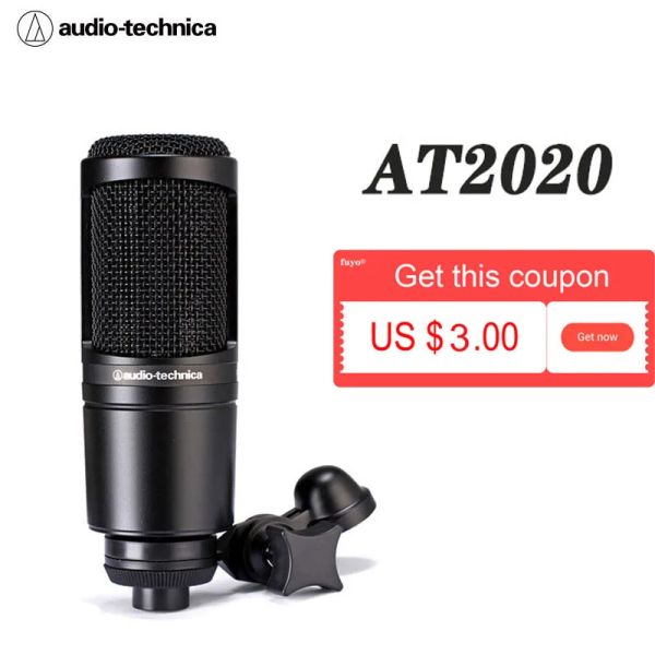 Microfones Original Audio Technica AT2020 Microfone de condensador cardióide com fio K Song AT2020USB+