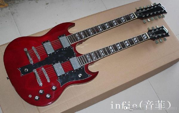 6strings ve 12 Dizeler Çift Boyun SG400 Mağazası Özel SG ELEPTİK GİTAR KIRMIZI ROLOR3541858