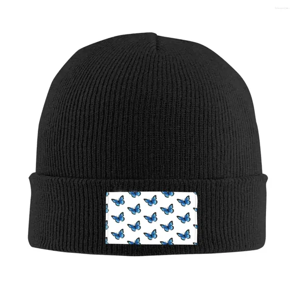Boinas de chapéu de chapéu de malha azul de chapéu de inverno Captos de hip hop para homens Mulheres