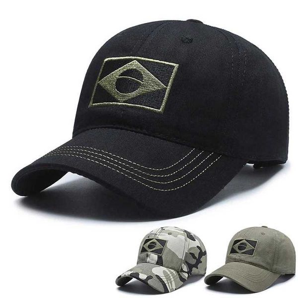 Caps de bola Novo Hat de Baseball Militar Camo Militar Bordado Bandeira Brasileira Hapsa Esportiva ao ar livre Capéu tático Casual Casual Chapéu q240403