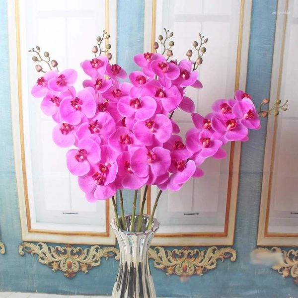 Flores decorativas 1 STEM Touch Real Touch Artificial Moth Orchid Butterfly Flower para casa Festival de casamento em casa Decoração F866