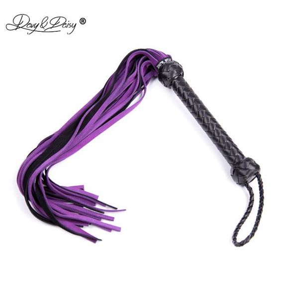 Davydaisy 65 cm Purple Real Leder Queen Peitsche Peitsche Flogger Rolle spielen Sex Folter BDSM Bondage Erwachsene Sex Accessoires für Paare AC004 Y4819472