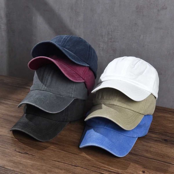 Ballkappen Baumwoll Baseball Cap Waschkleidung Herren Herren auf Vintage Hip-Hop Fit Feste Farbe Dad Knochenskelett Q240403