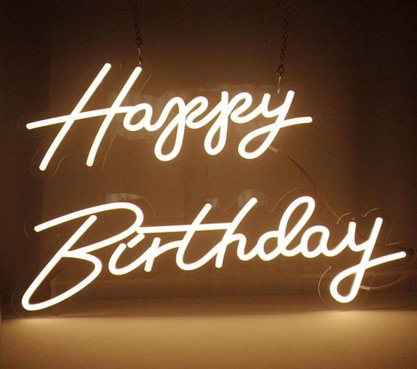 Segno a led al neon personalizzato Happy Birthday Light Party Light Flex trasparente acrilico oh baby neon segno leggero decorazione per feste di nozze6825211