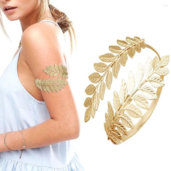 Bangle Bohemian Mode Römische Lorbeerblattarmband Armband Oberarm Manschette Frau Armet Handkette Braut Hochzeit Schmuckzubehör Accessoires