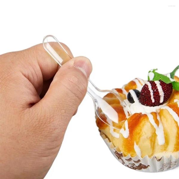 Posate usa e getta 100pcs 7.5 2 cmtrasparenti cucchiai di plastica trasparente pratico dessert di torta addensato