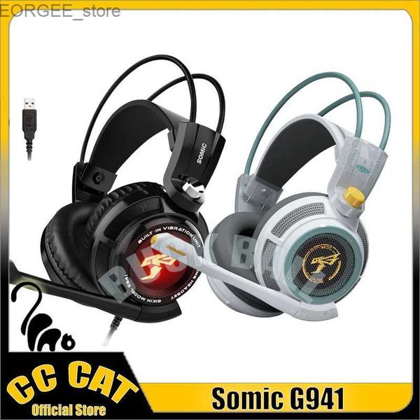 Aurberi cellulari Somic G941 Affari cablati Affari Gamer Denaise Gaming Cuffie a basso ritardo con cuffie microfono 7.1 Auricolare audio stereo Y240407