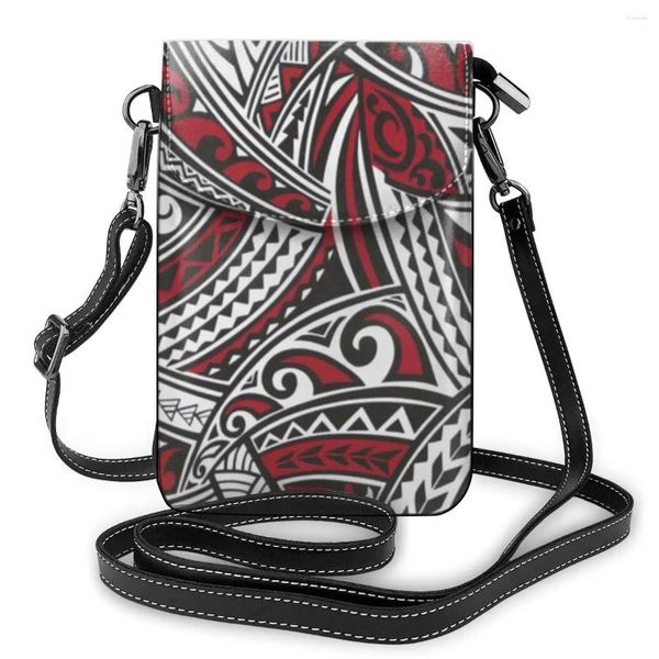 Umhängetaschen polynesischer Mini Frauen Handy Geldbeutel Hawaiianer Stammesdruck weiblicher Messenger Crossbody Bag Ladies Clutch Hand