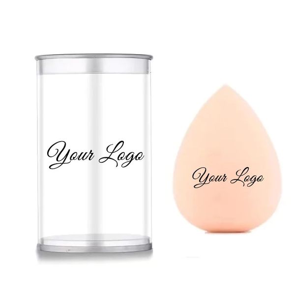 25pcs Liquidificador cosmético de ovo de beleza personalizado com caixa personalize maquiagem Private LateX Latex Free Clear Box Makeup Sponge 240329