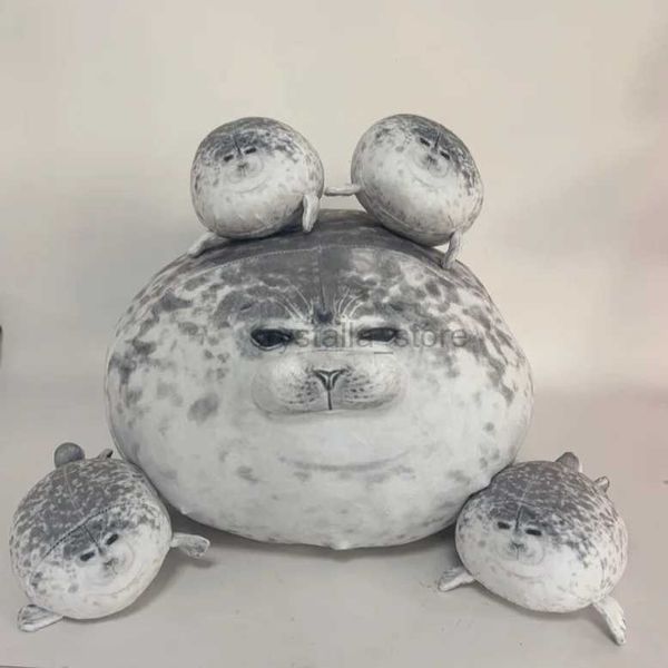 Filme TV Plüsch Spielzeug Mutter und Sohn Angry Blob Seal Plush Plüschspielzeug süße weich gefüllte fünfköpfige mollige 3d Neuheit Seal Reißverschluss Kissenpuppen für Kid Gift 240407