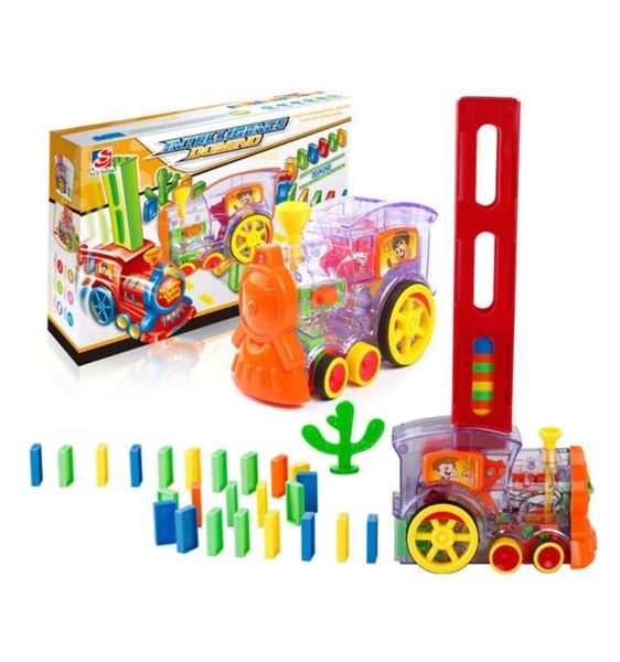 60pcs Dominós elétricos Conjunto de trens Rainbow colocou o modelo Domino Model Duplo Games Educational Toy Car Toys for Children Fridends7211734