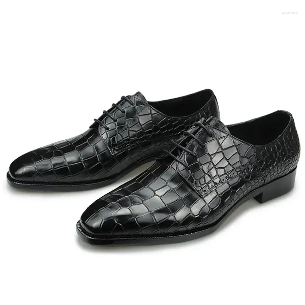 Sapatos de vestido Party masculino para impressão de moda masculina Luxo zapatos de hombre couro genuíno oxfords renda preta up homens diários