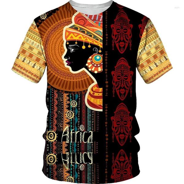 Camisetas masculinas Africano verão o pescoço de manga curta Camiseta de plataz