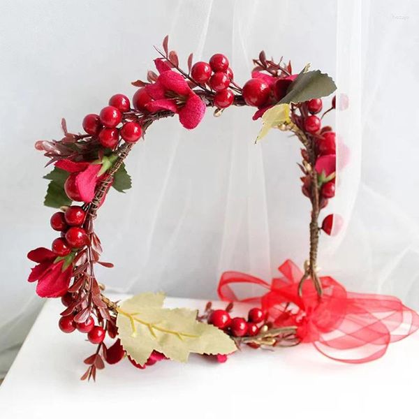 Fiori decorativi Giove di Natale Chieno da sposa Briding Festive Simulation Simulazione Berry Hair Accessori Dance Wedding