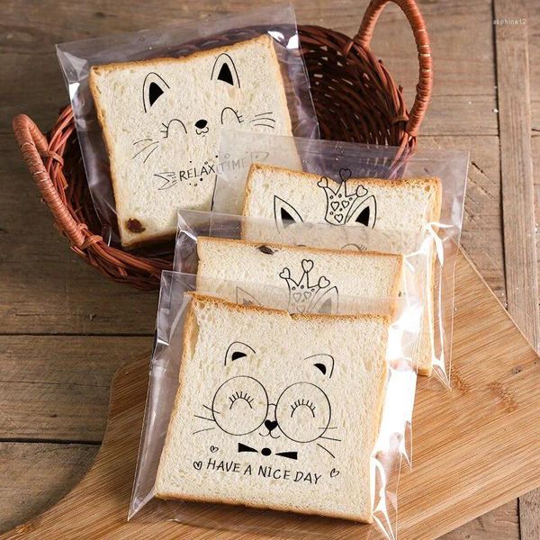 Geschenkverpackung 100pcs gebackene geschnittene Toast -Verpackungstaschen Valentinstag Osterkarikaturkeke Keks Brot Plastiktüte Party bevorzugt Beutel Beutel